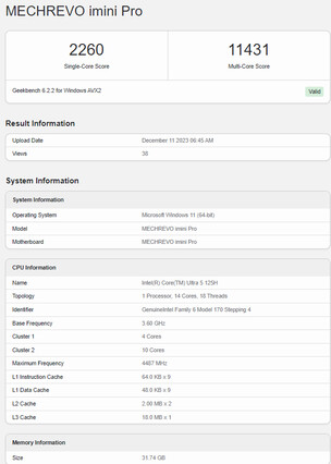 Resultados do Geekbench (Fonte da imagem: Geekbench)