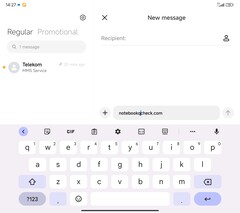 Layout do teclado (GBoard) - exibição principal - modo paisagem