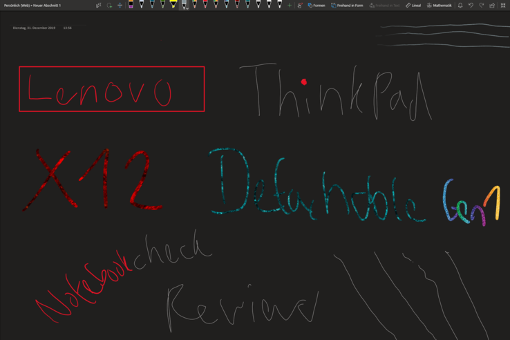 Lenovo ThinkPad X12 Destacável Gen 1: Teste de caneta digitalizadora