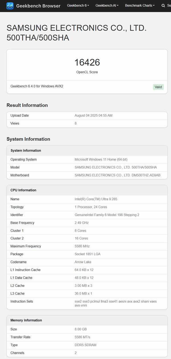 (Fonte da imagem: Geekbench)