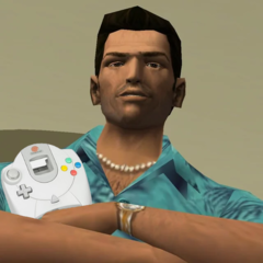 Grand Theft Auto: Vice City está agora no Sega Dreamcast, não oficialmente. (Fonte da imagem: Grand Theft Auto: Vice City e Sega, com edições)