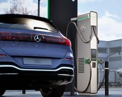 Um Mercedes-Benz em um carregador rápido (Fonte da imagem: Mercedes-Benz)