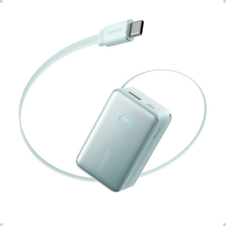 O Anker Nano Power Bank (10K, 45W, cabo USB-C retrátil integrado). (Fonte da imagem: Anker)