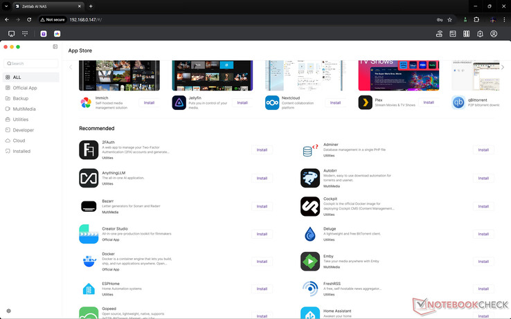 Loja de aplicativos no ZettOS