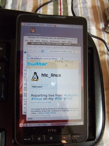 Ubuntu inicializando no HTC HD2. (Fonte da imagem: r/linux no Reddit)
