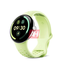 O "Pixel Watch 4" é supostamente exibido com pulseiras esportivas em Limoncello...