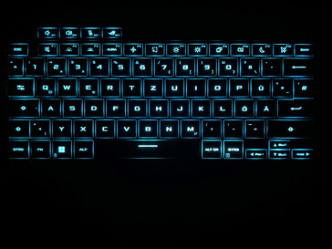 Iluminação do teclado (aqui em azul, por exemplo)
