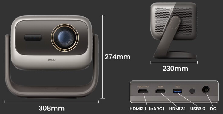 Dimensões e portas do JMGO N3 Ultimate.