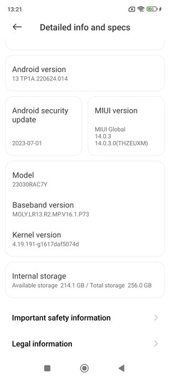 Software do Xiaomi Redmi Note 12S