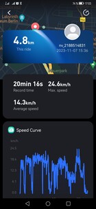 Depois, mais aproximadamente 5 km (3,1 mi) (aplicativo Ninebot)