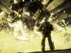 Marcus Fenix enfrentando um dos chefes em Gears of War. (Fonte da imagem: Steam)