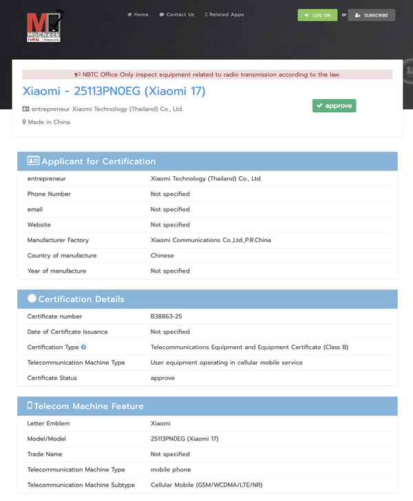 (Fonte da imagem: NBTC)