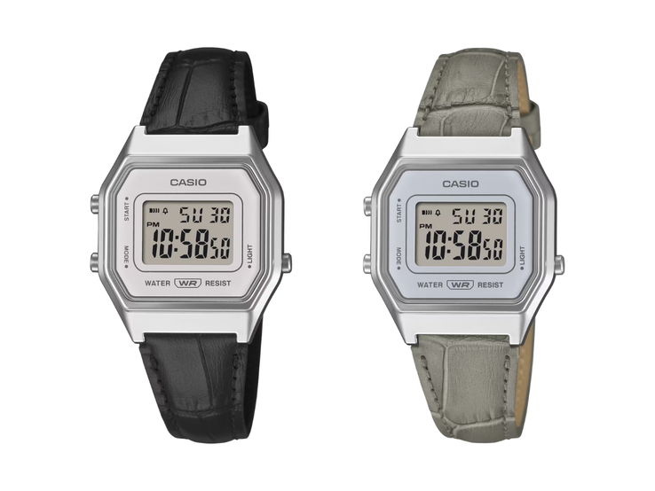 Os relógios Casio LA680WEL-1 (esquerda) e LA680WEL-8A2 (direita). (Fonte da imagem: Casio)