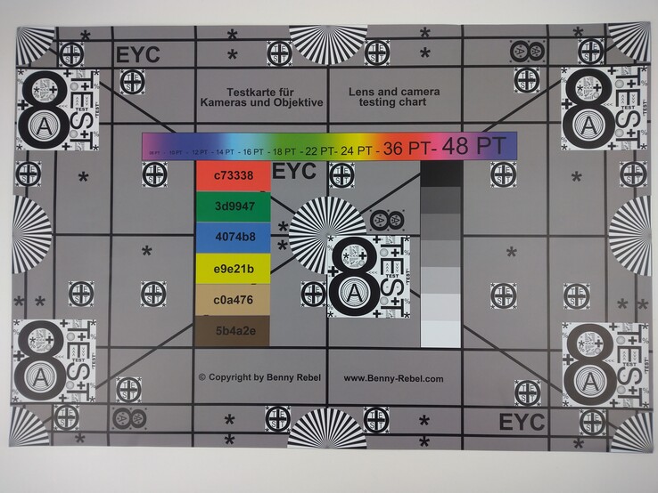 A photo of our test chart