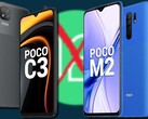 Tanto o POCO C3 como o POCO M2 foram movidos para a coluna "não vai receber Android 12". (Fonte da imagem: POCO/Google - editado)