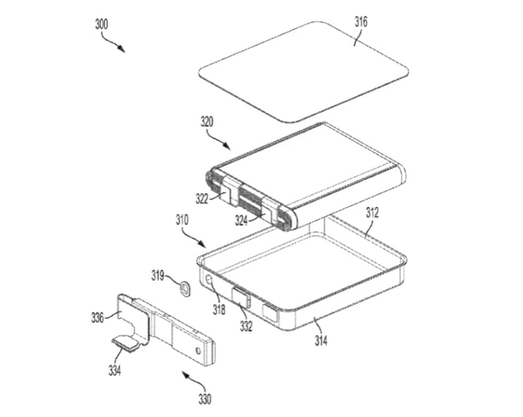 Uma imagem ilustrando a caixa de bateria proposta pela Apple. (Imagem: Apple)