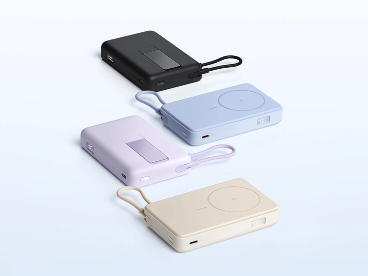 O Xiaomi Magnetic Power Bank 10000 com suporte embutido está disponível em quatro cores. (Fonte da imagem: Xiaomi)