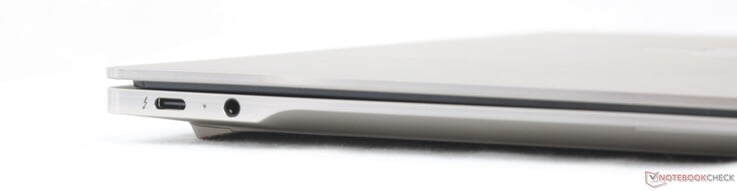 Esquerda: USB-C Thunderbolt 4 com DisplayPort 2.1 + Power Delivery 3.1, entrada de 3,5 mm para fones de ouvido