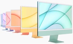 O 2021 Apple iMac tem opinião dividida em relação ao projeto devido a seu queixo grande e às luneiras brancas. (Fonte de imagem: Apple)