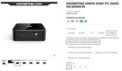 Configurações da Morefine M600 (fonte: Morefine)