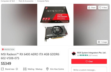 MSI RX 6400 AERO ITX su NVX System Integrators. (Fonte: carousell)