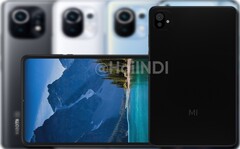 O Xiaomi Mi Pad 5 não-oficial tem a câmera no estilo Mi 11, mas um logotipo diferente. (Fonte da imagem: Xiaomi/@HoiINDI - editado)