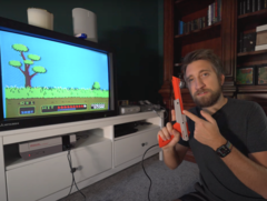 Zapper em frente a um CRT. (Imagem: Slow Mo Guys)