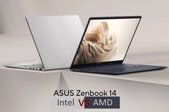 Intel-ZenBook 14 vs. AMD-ZenBook 14 (Fonte da imagem: Asus com edições)