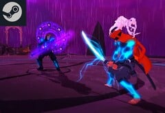 O jogo de corrida de chefes em ritmo acelerado Furi está disponível por um preço muito baixo no Steam. Captura de tela editada do jogo. (Fonte da imagem: Steam)