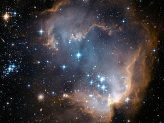 Imagem do Hubble de uma região de formação de estrelas na Pequena Nuvem de Magalhães (Telescópio Espacial Hubble da NASA via Unsplash; cortada)