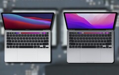 Parece que o SSD de 256 GB no M1 MBP 13 é mais rápido que o drive de 256 GB no M2 MBP 13. (Fonte da imagem: Apple - editado)