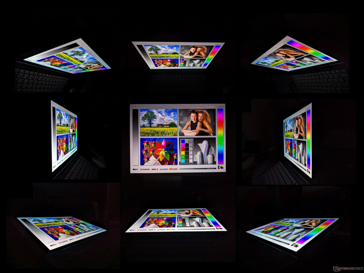 Amplos ângulos de visão OLED. O efeito arco-íris é visível em ângulos extremos