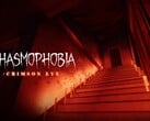 Um banner que apresenta a atualização Crimson Eye de Phasmophobia