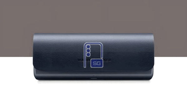 O estojo de carregamento da Warby Parker para os Galaxy Glasses.