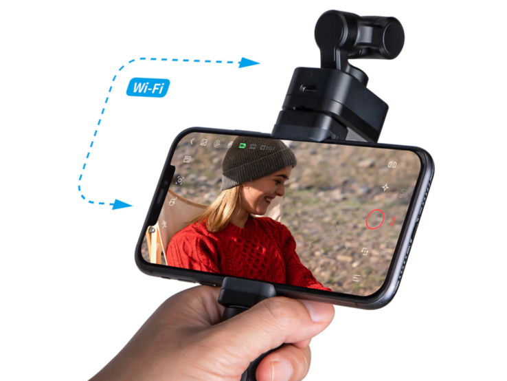 O Feiyu Pocket 3 permite que o senhor use o telefone como um monitor sem fio (ele também tem uma tela pequena).
