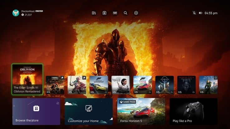 Mudanças na interface de usuário da tela inicial do Xbox Insider (Fonte da imagem: Xbox Wire)