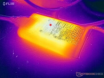 O adaptador CA atinge mais de 40 °C ao operar cargas exigentes