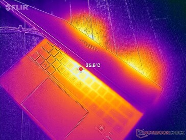 O calor residual sai pela parte traseira e sobe em direção à parte frontal da tela