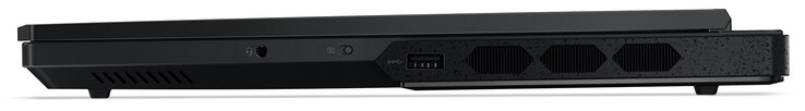 À direita: Conector de áudio combinado, interruptor do obturador da webcam, USB 3.2 Gen 1 (USB-A)