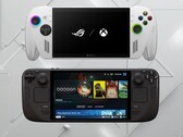 ROG Xbox Ally e Steam Deck OLED na foto