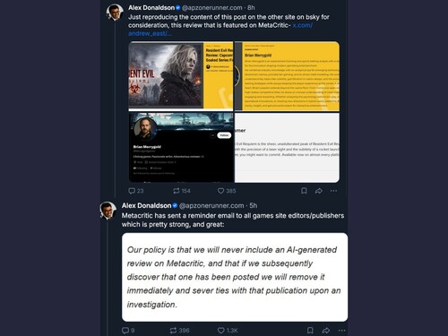 Postagem da Bluesky sobre a análise de IA de Resident Evil Requiem