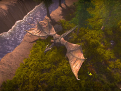 Na foto, uma captura de tela no jogo de Wild Terra 2: New Lands com um dragão ao lado de um rio. (Fonte da imagem: Wild Terra 2)