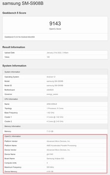 Xclipse 920 no OpenCL. (Fonte da imagem: Geekbench)