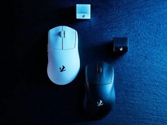 Mouse para jogos Elecom VM800 em preto e branco com seus respectivos receptores. (Fonte da imagem: Elecom)