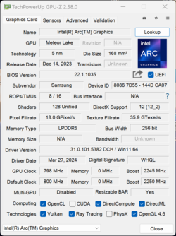 Gráficos Intel Arc GPU-Z