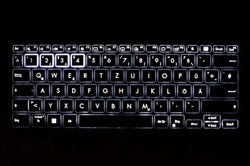 Iluminação de fundo uniforme do teclado (com apenas um nível de intensidade)