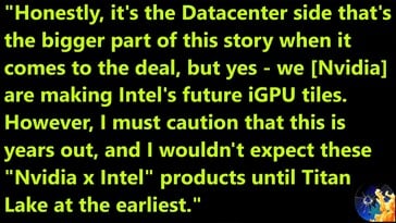 Nvidia iGPU em produtos Intel x86. (Fonte da imagem: Moore's Law Is Dead no YouTube)