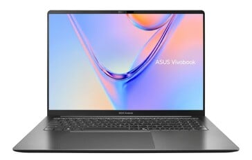 Asus Vivobook S16 visto de frente com a tela aberta