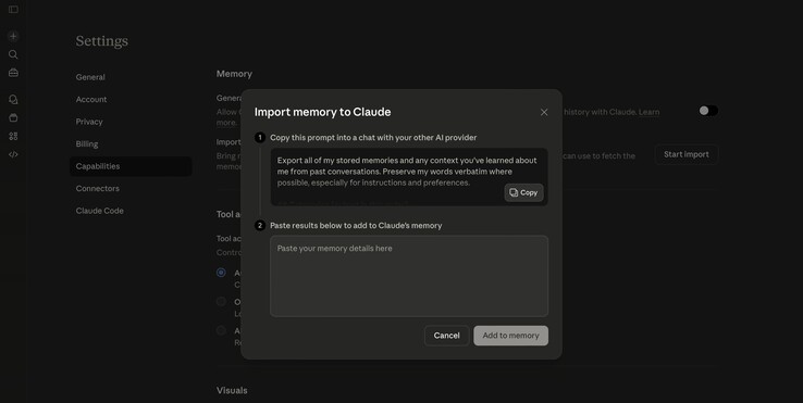 A função de importação agora também está disponível para o nível gratuito.