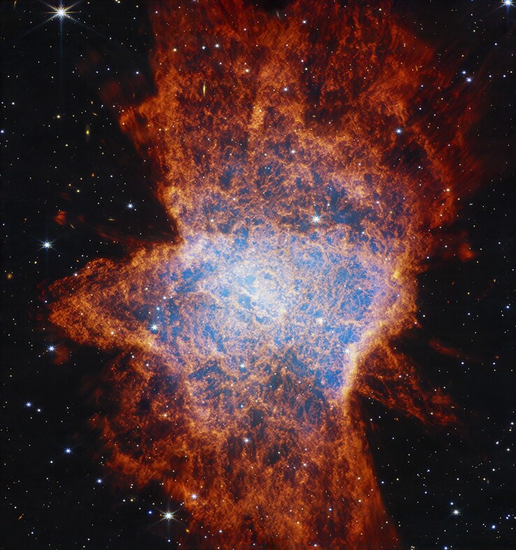 Imagem em infravermelho próximo da nebulosa planetária NGC 6072 (Fonte da imagem: NASA, ESA, CSA e STSCI)